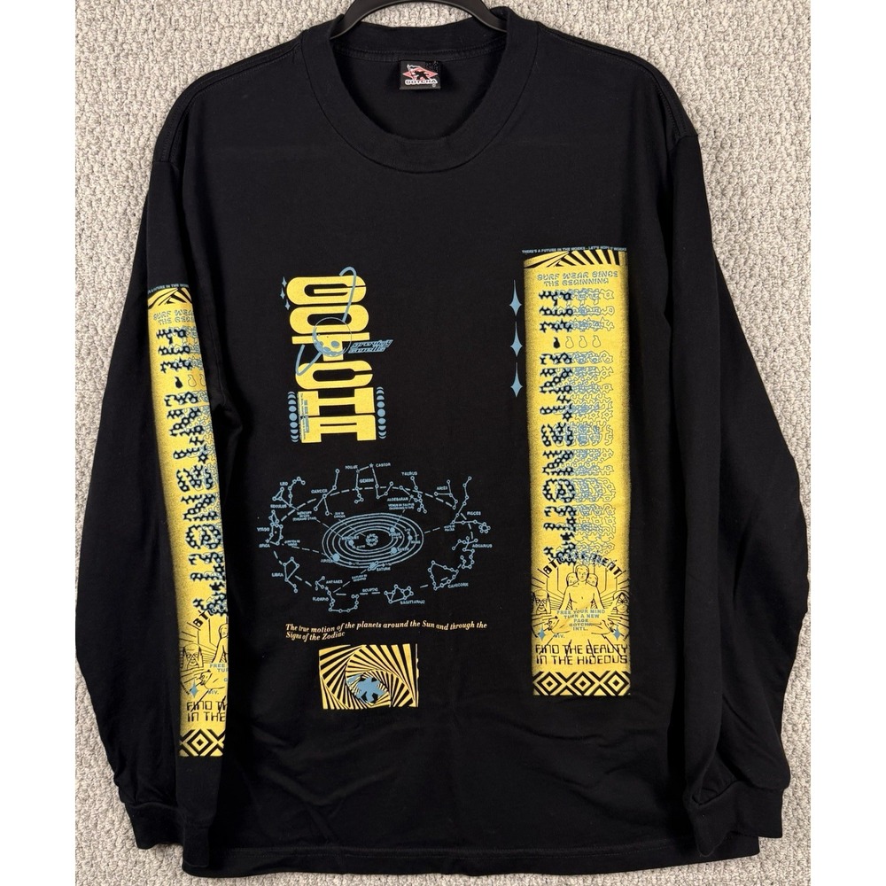 Gotcha Graphic Long Sleeve T Shirt Surf Skate Y2K Cosmic Black Large